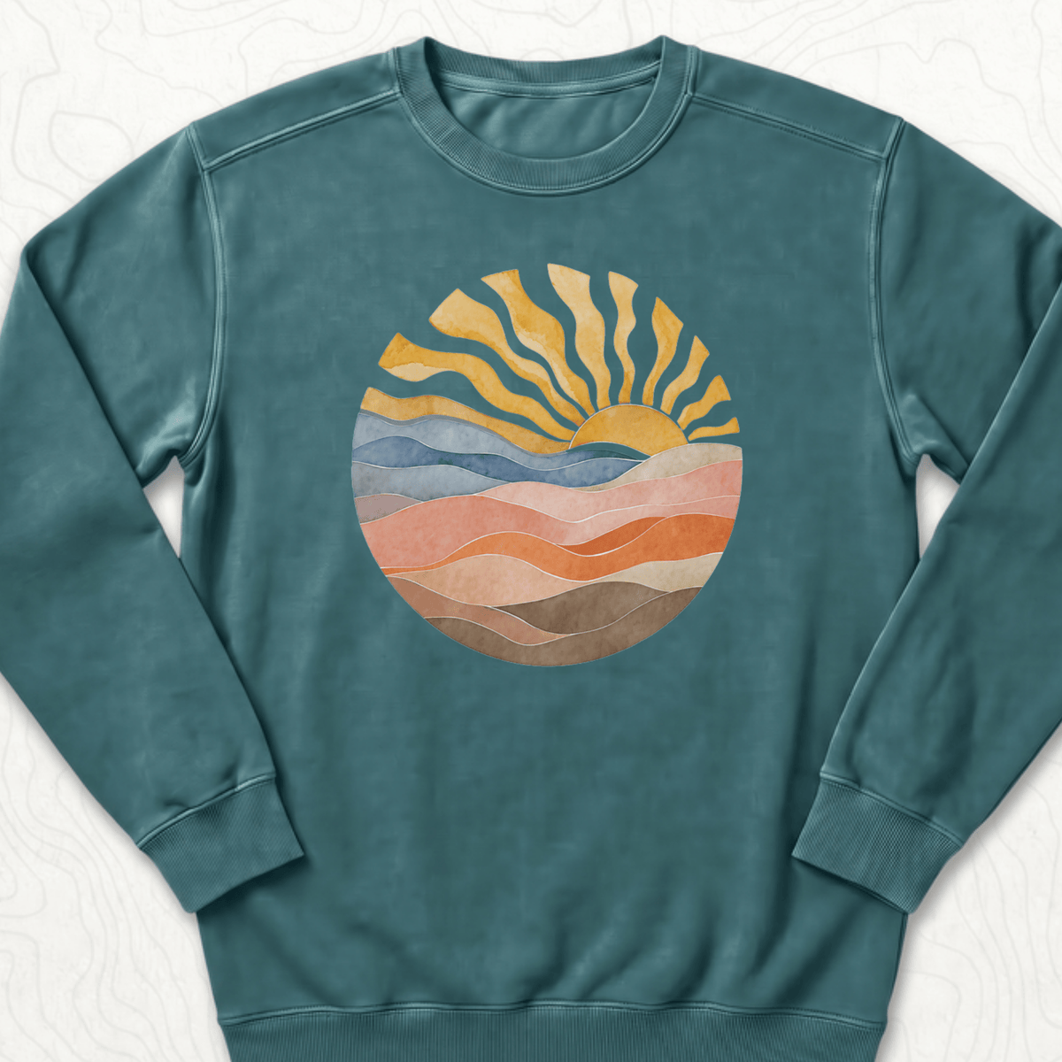 Abstract Sunrise Sweatshirt - Blue Spruce
