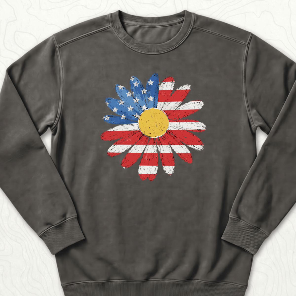 American Flag Daisy Sweatshirt - Pepper
