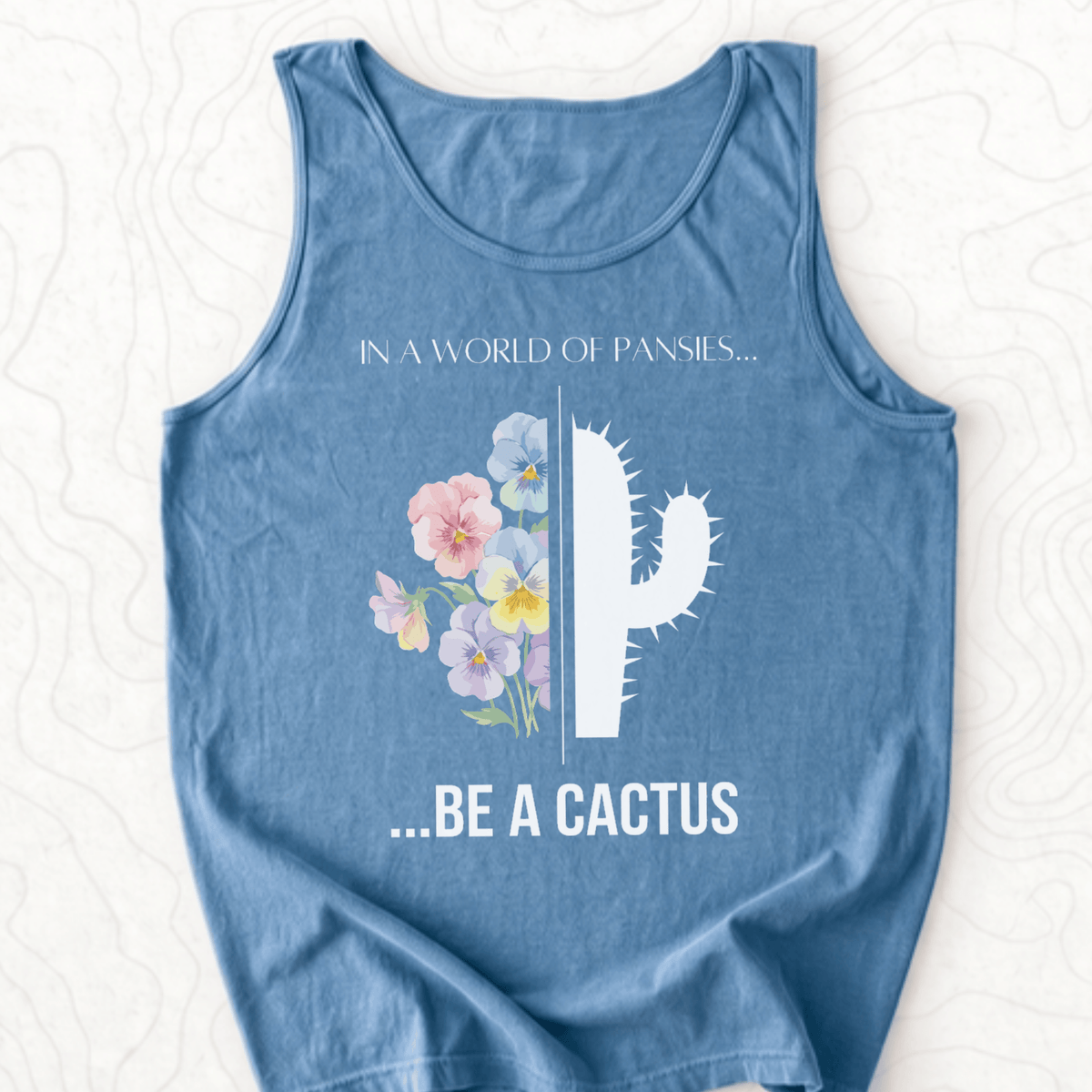 Be A Cactus Tank Top - Blue Jean
