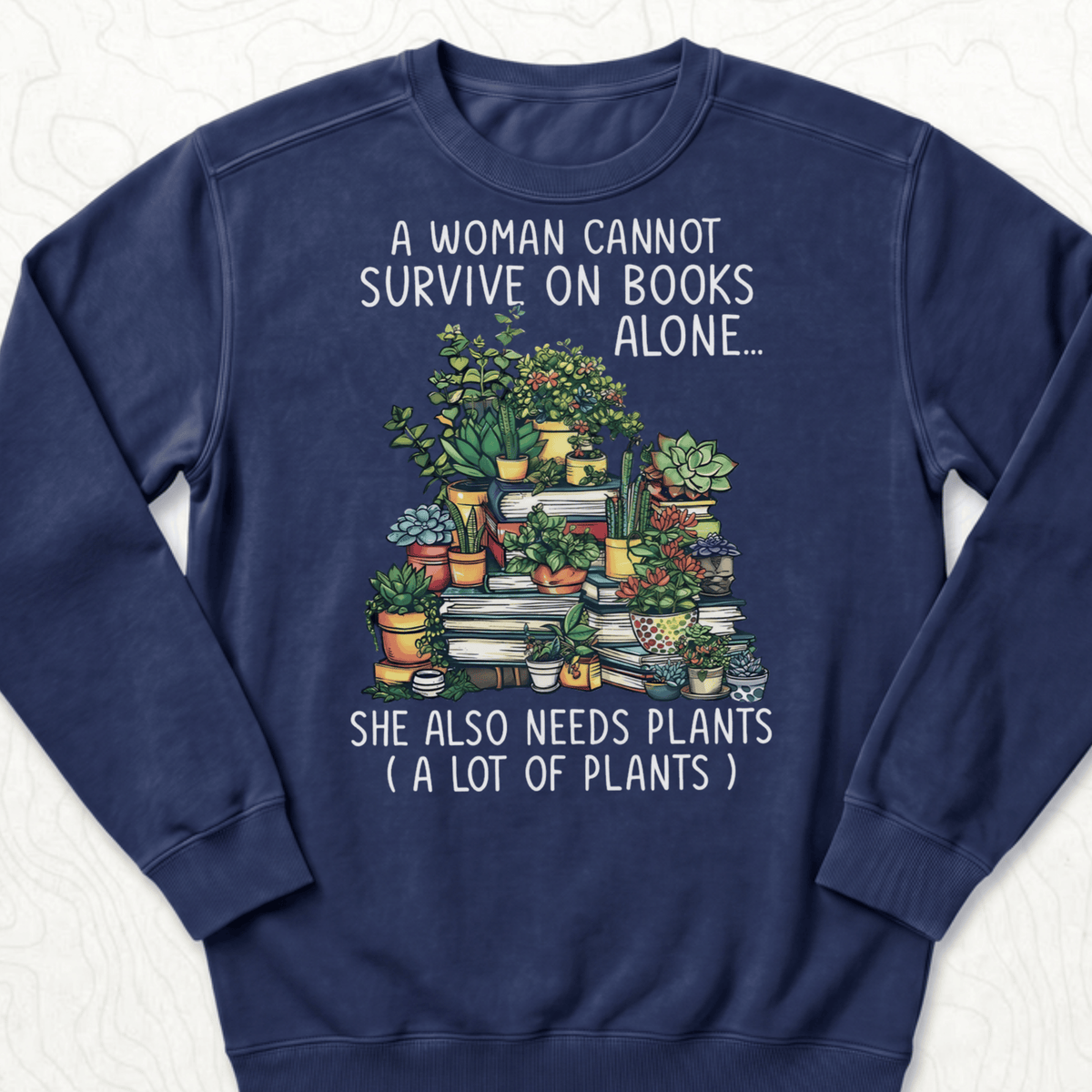 Books And Plants Sweatshirt - True Navy