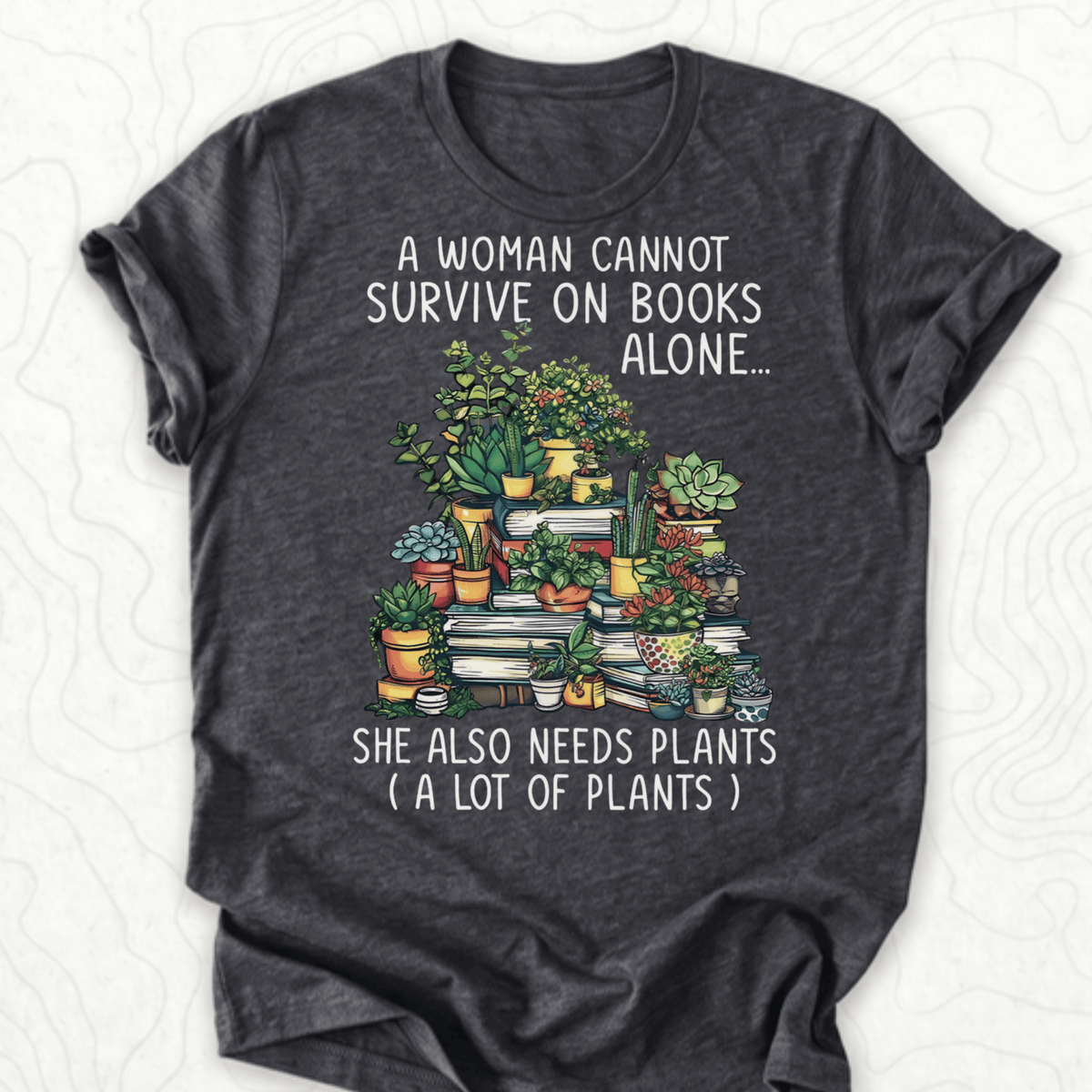 Books And Plants Tee - Dark Grey Heather