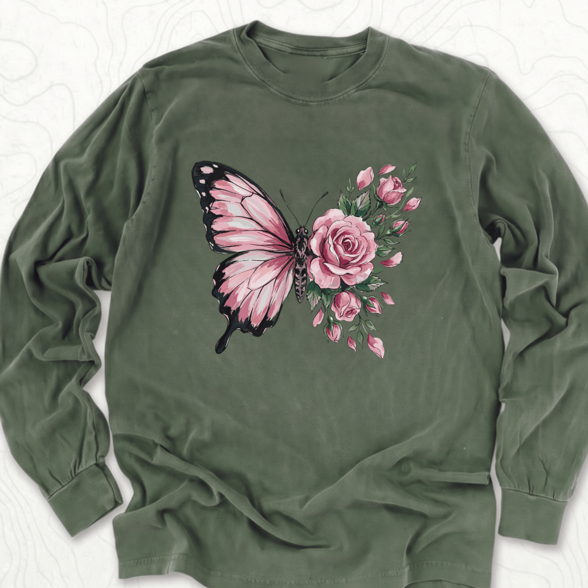 Butterfly Rose LS T-shirt - Hemp