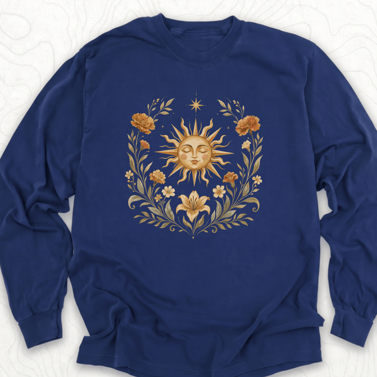 Celestial Sunflower LS T-shirt - True Navy