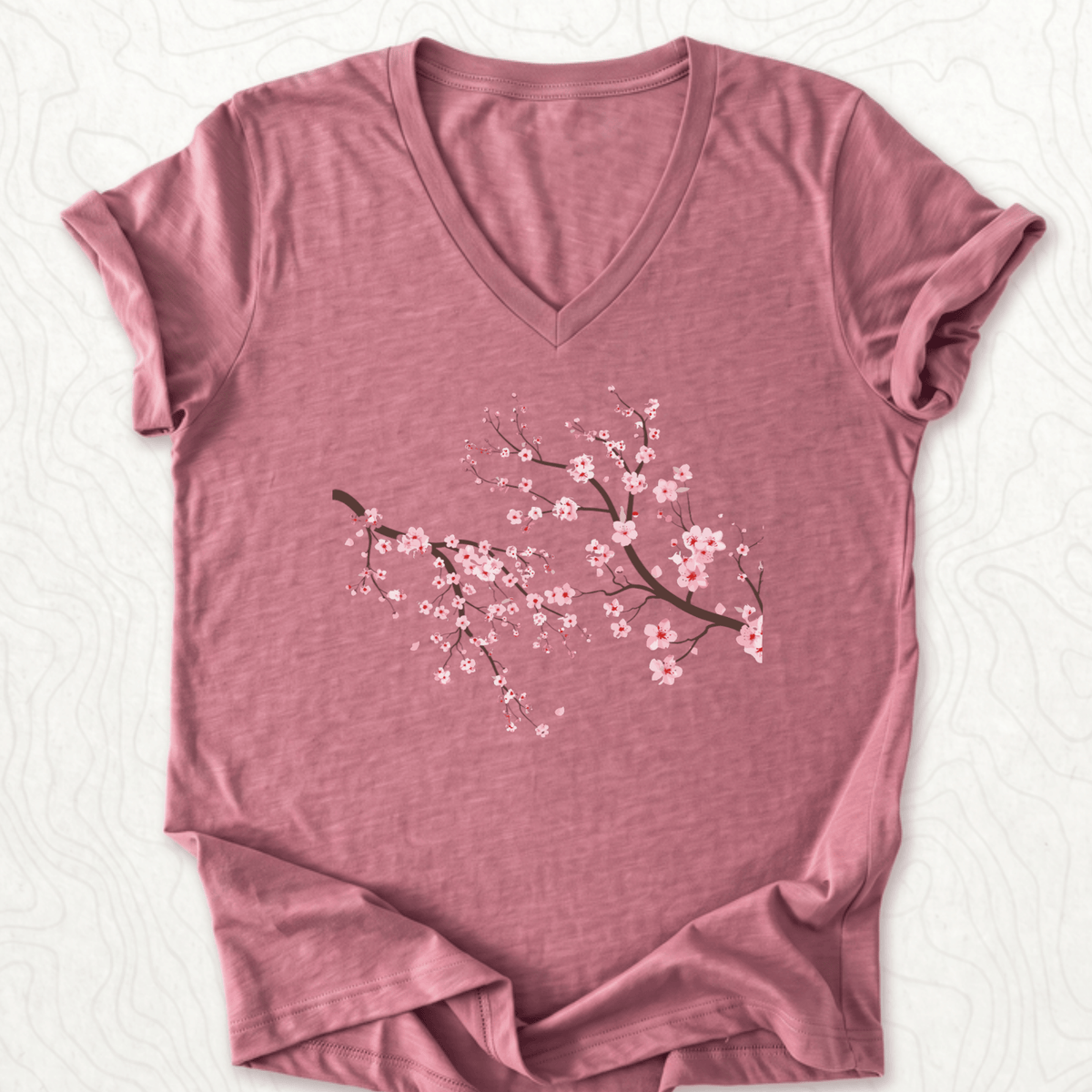 Cherry Blossom V-Neck - Heather Mauve