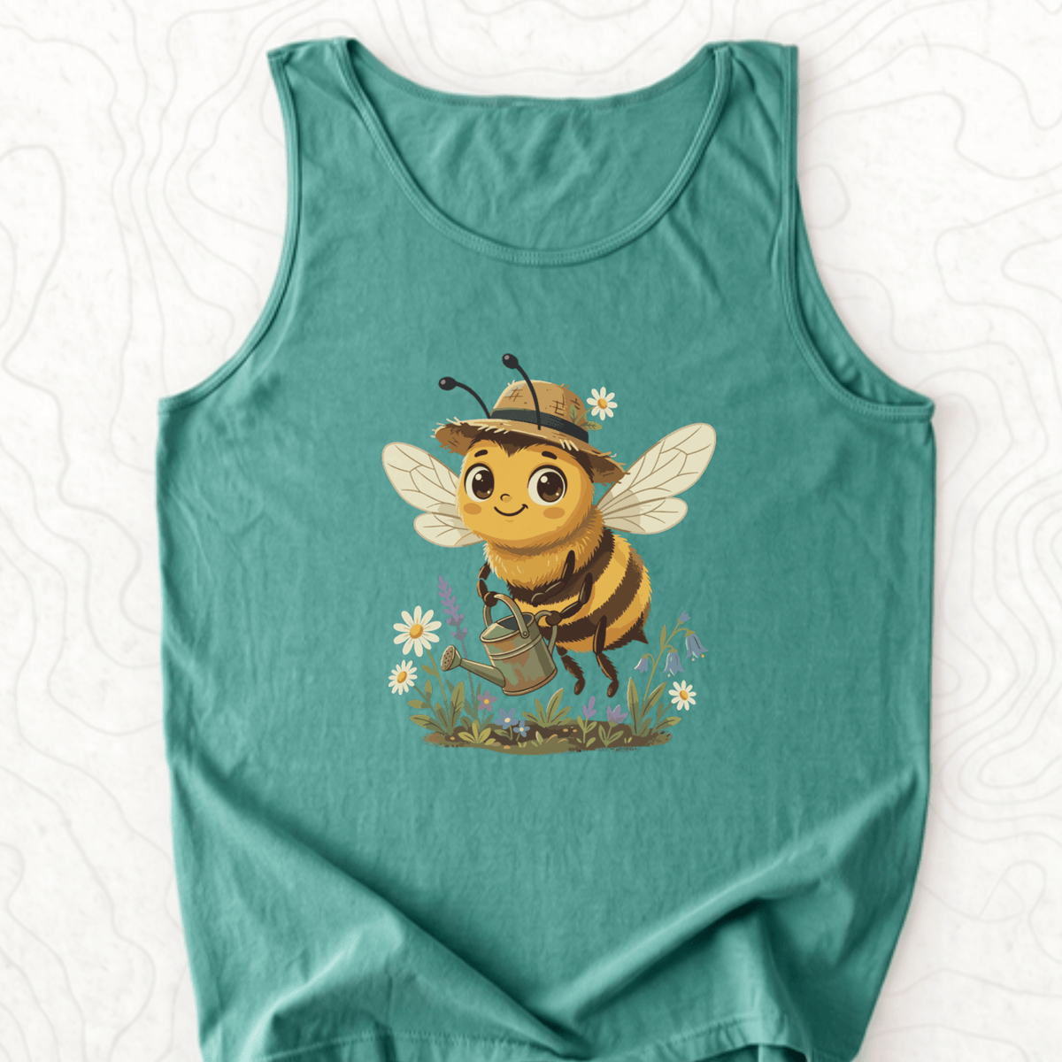 Cute Gardener Bee Tank Top - Light Green