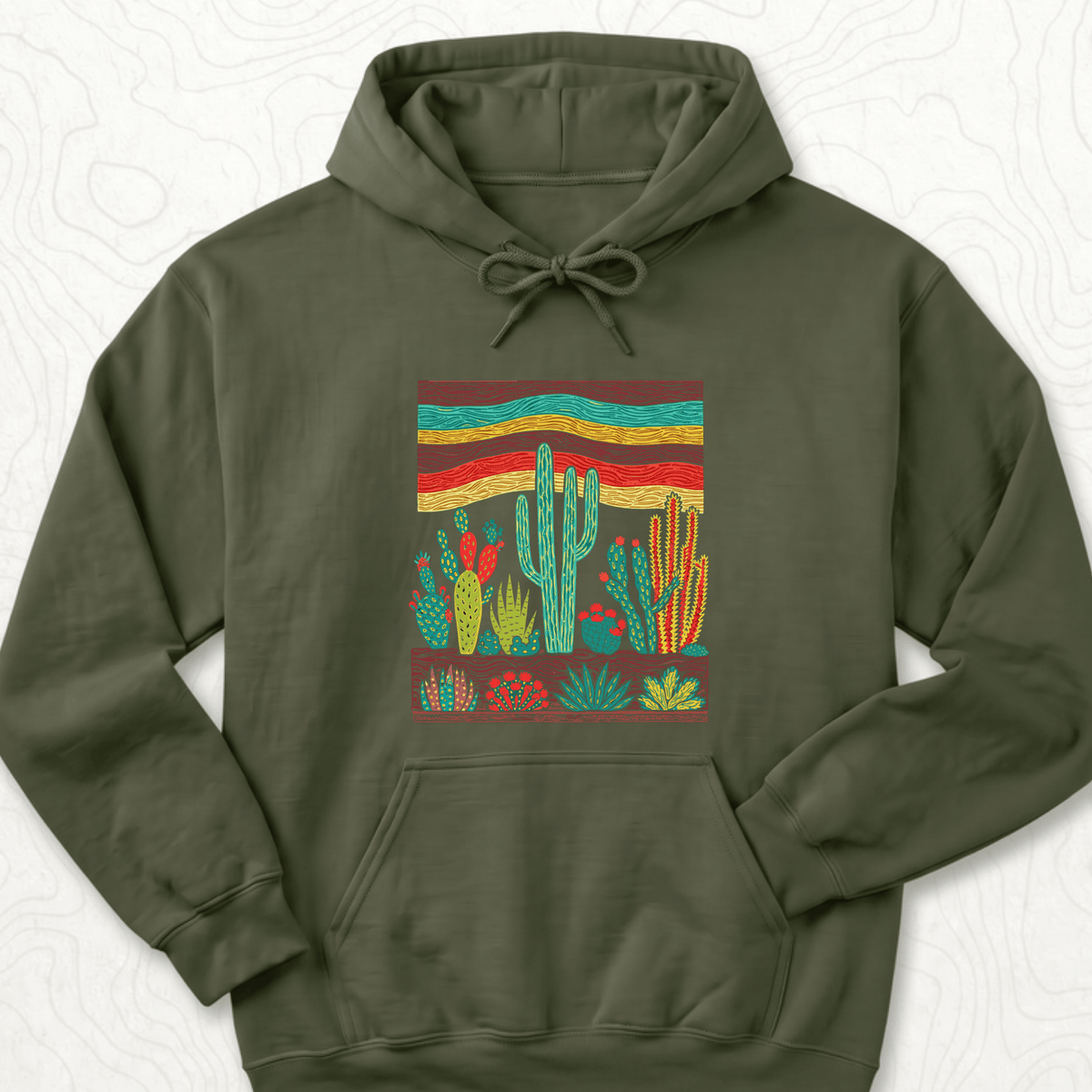 Desert Cactus Hoodie - Military Green