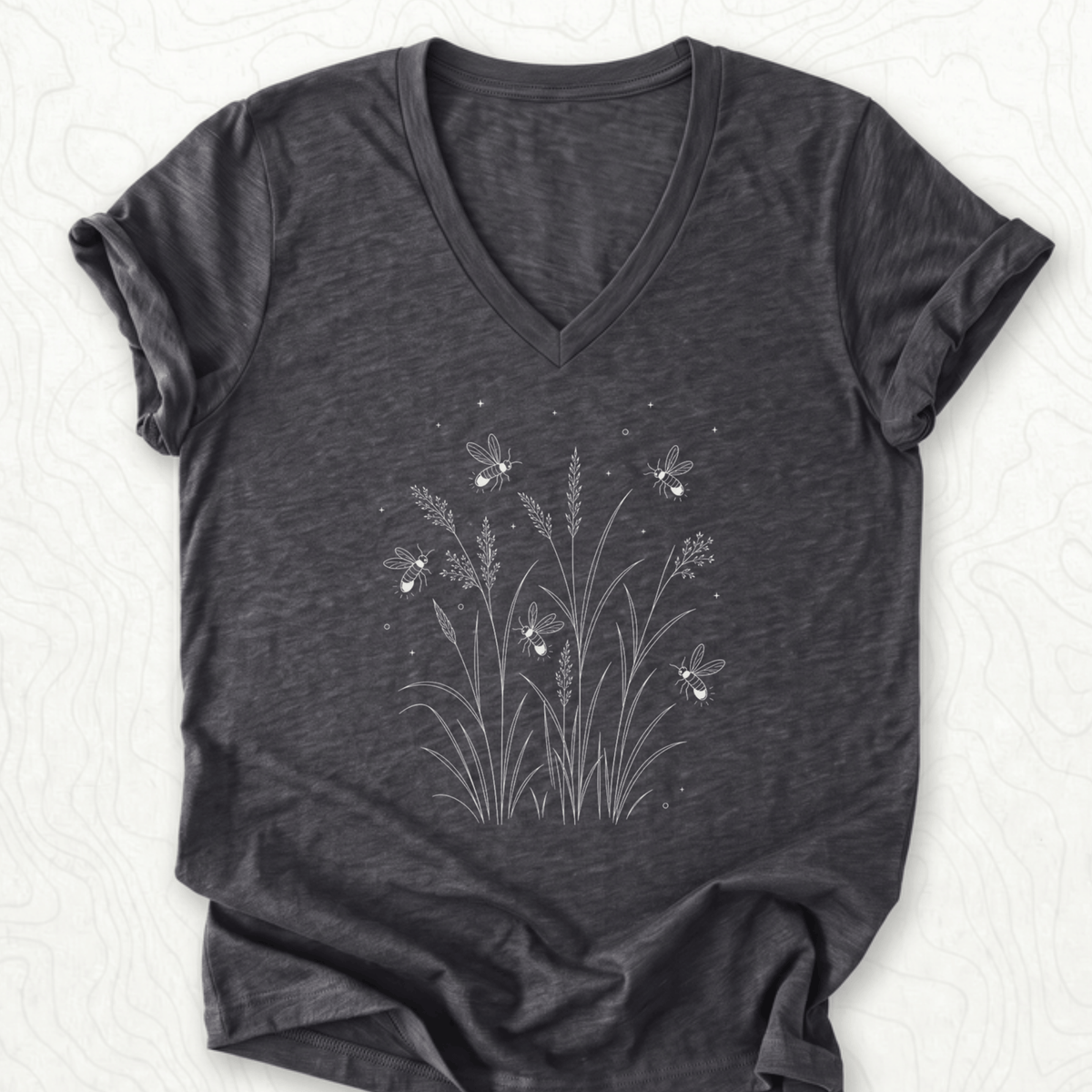 Fireflies Meadow V-Neck - Dark Grey Heather