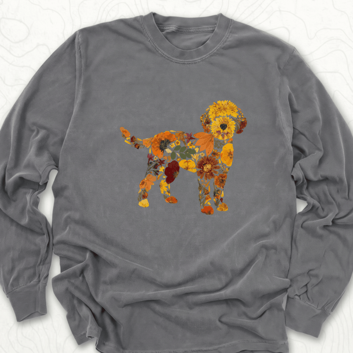 Floral Dog LS T-shirt - Pepper
