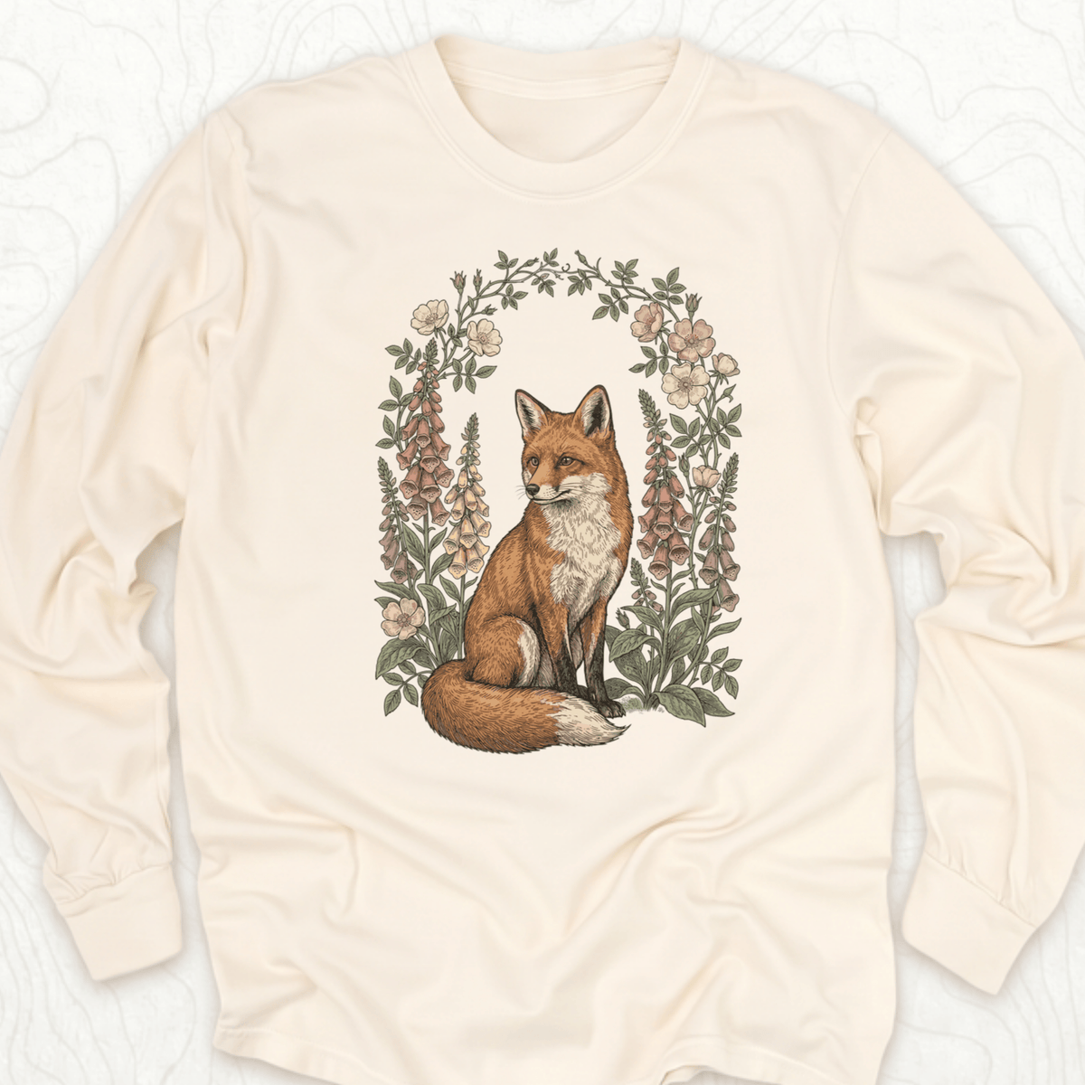 Floral Fox LS T-shirt - Ivory