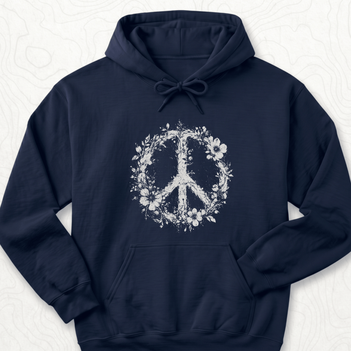 Floral Peace Hoodie - Navy