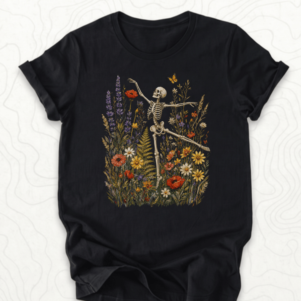 Floral Skeleton Tee - Black