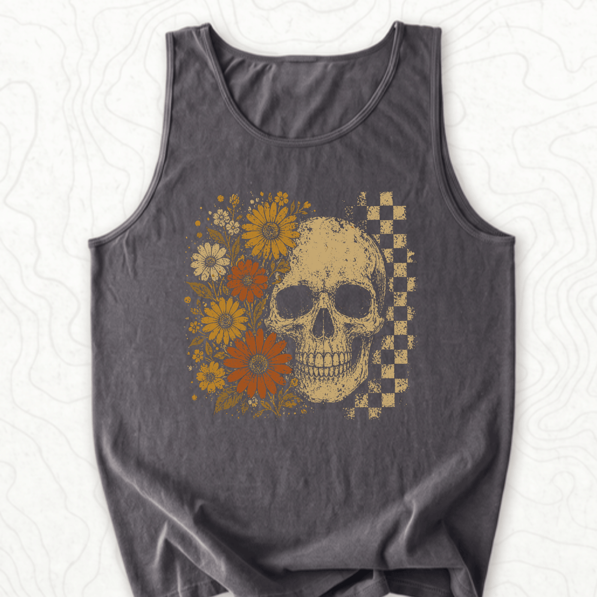 Floral Skull Tank Top - Pepper