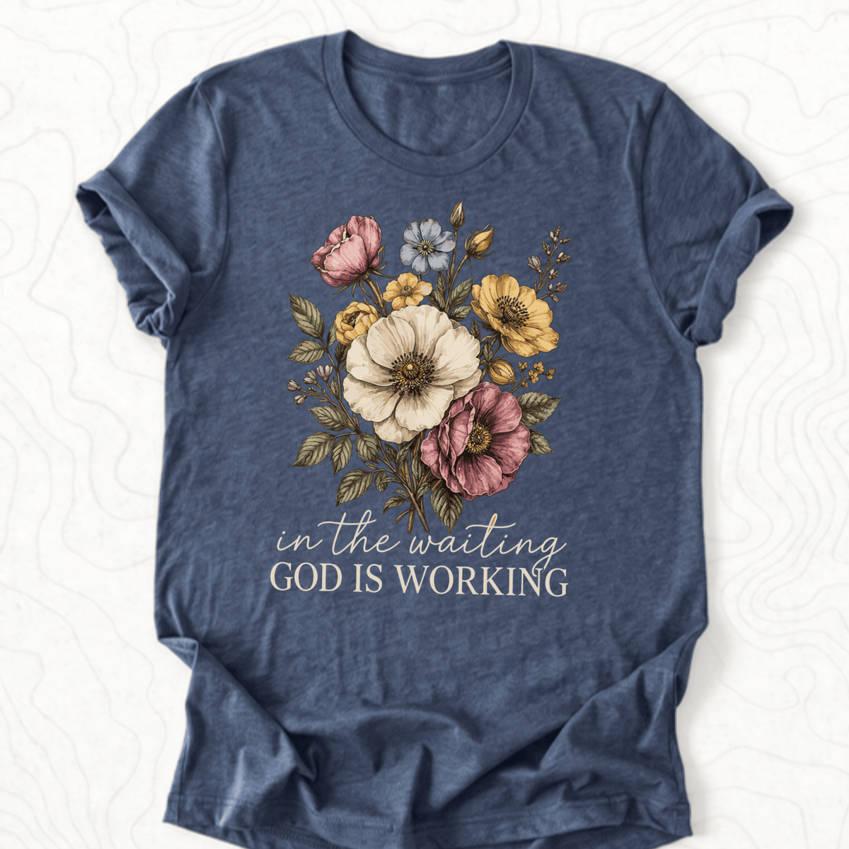 God Is Working Tee - Heather Navy
