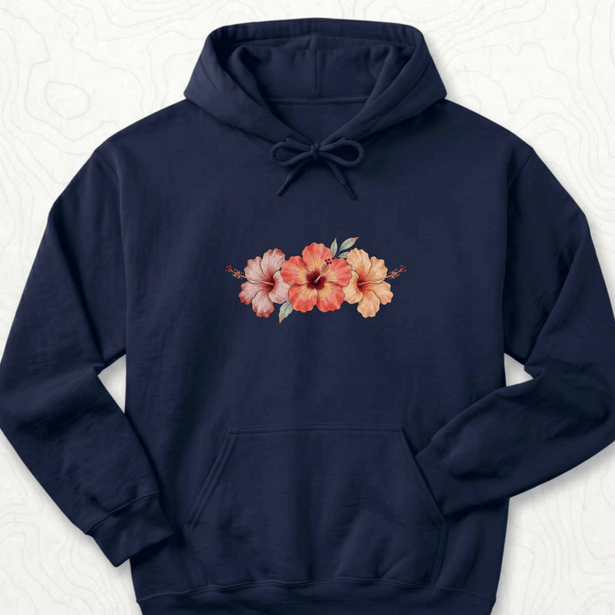 Hibiscus Flowers Hoodie - Navy