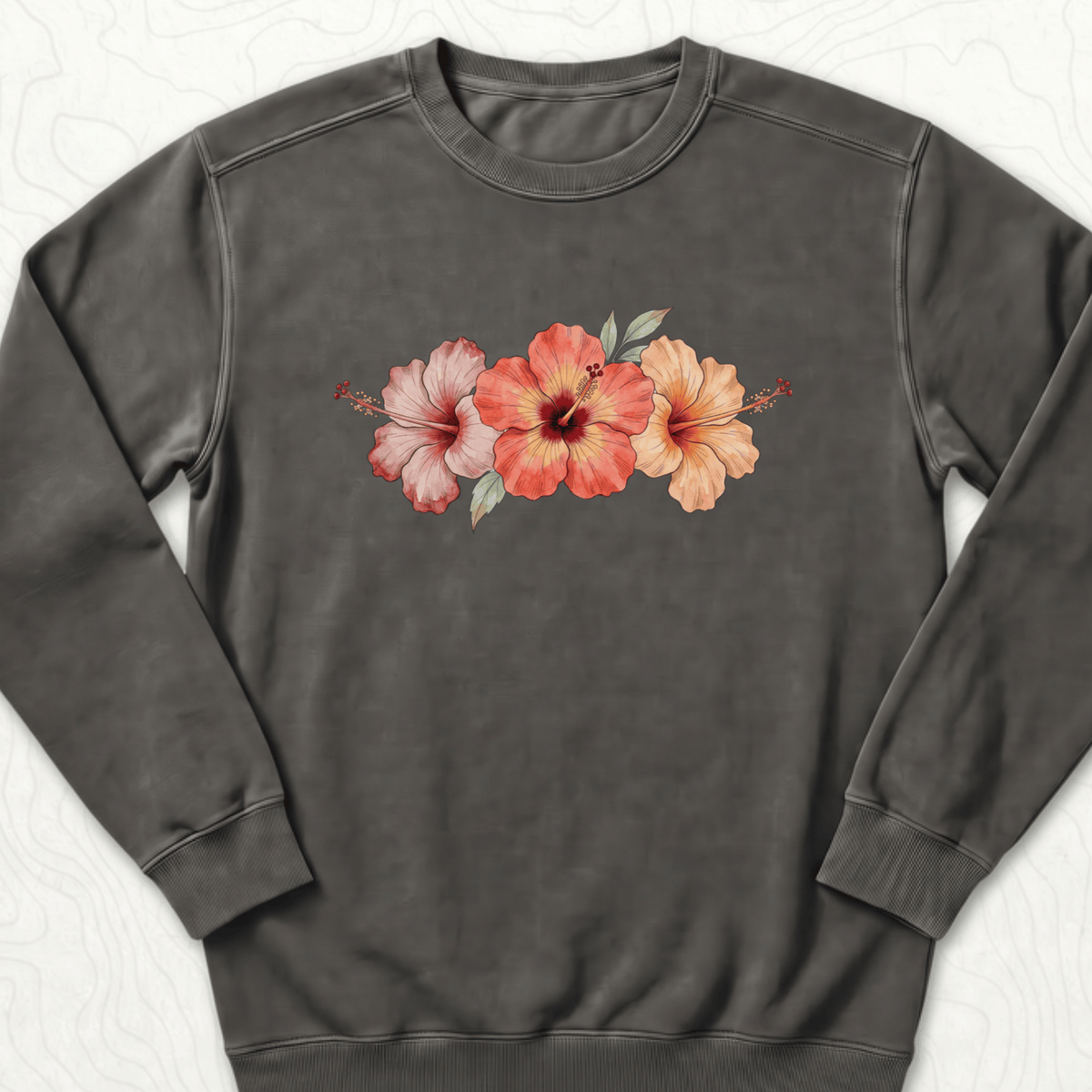Hibiscus Flowers Sweatshirt - Pepper