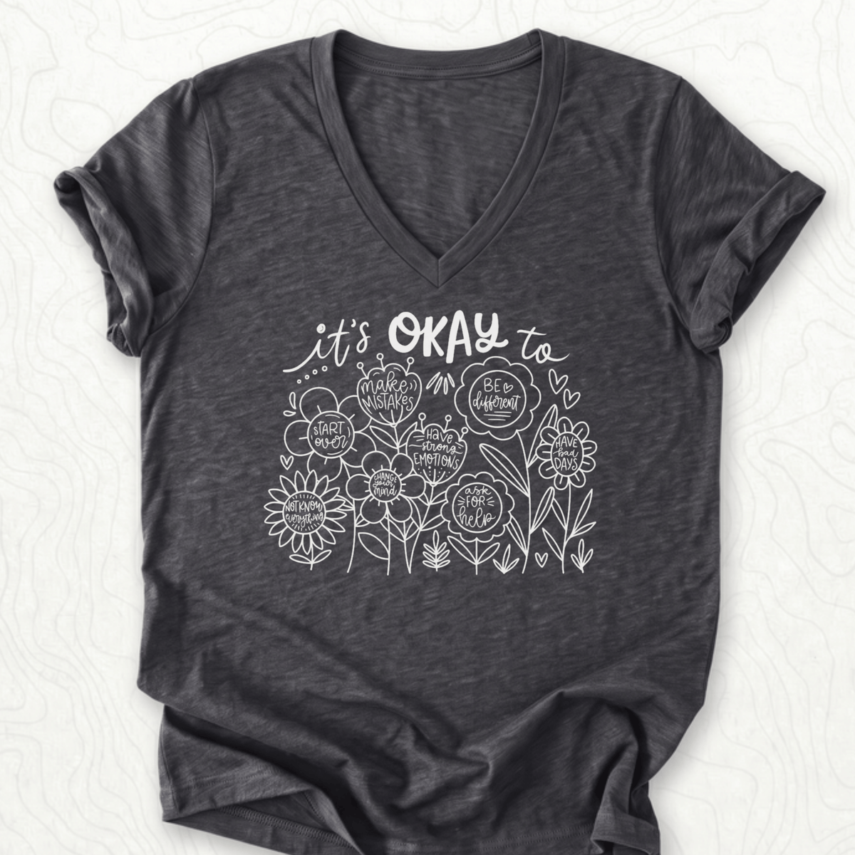 Its Okay V-Neck - Dark Grey Heather