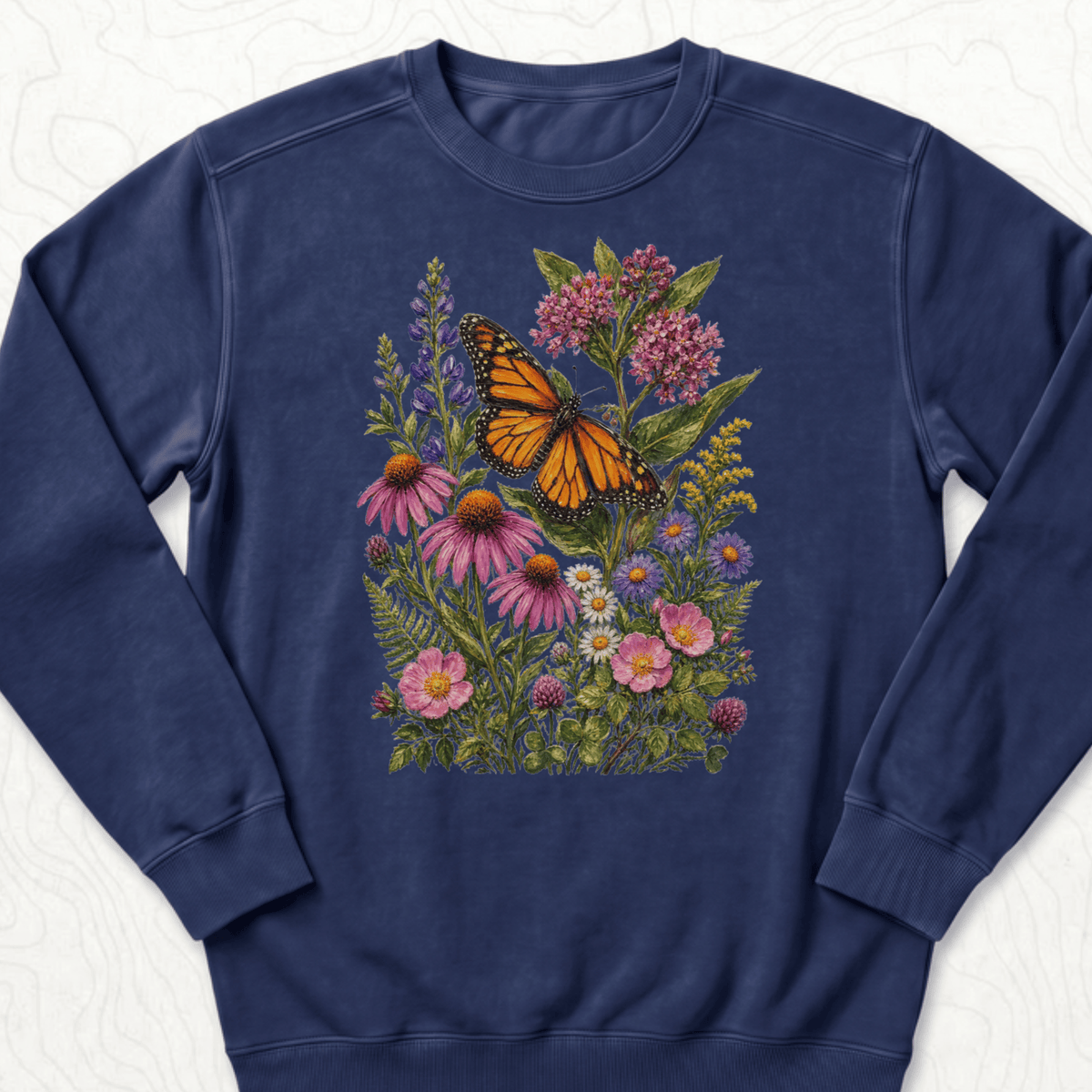 Monarch Wildflowers Sweatshirt - True Navy