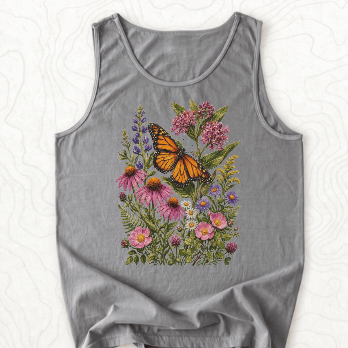 Monarch Wildflowers Tank Top - Grey