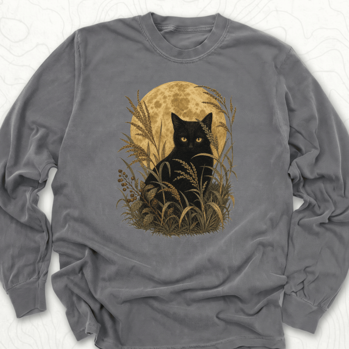 Moonlit Black Cat LS T-shirt - Pepper