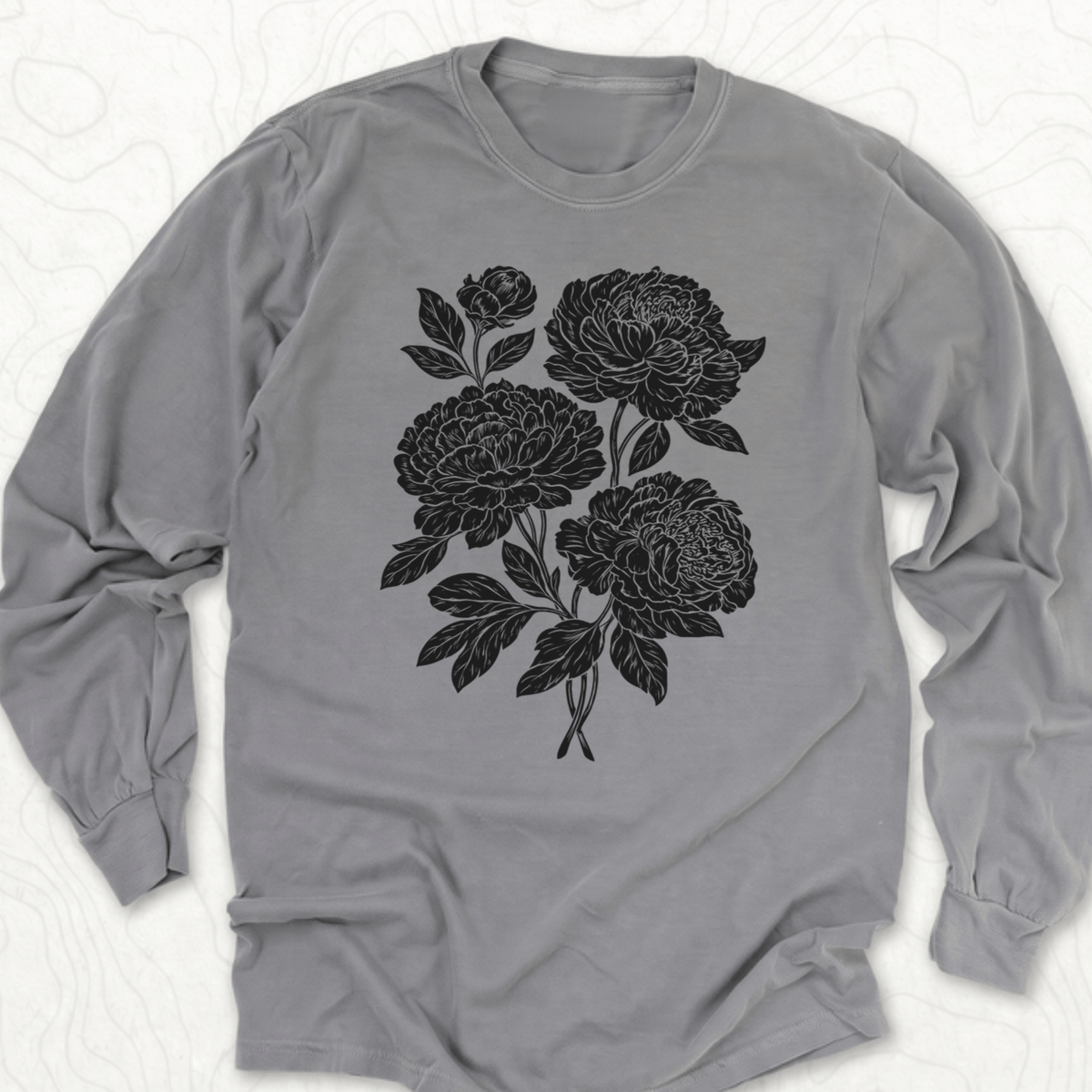 Peony Bouquet LS T-shirt - Grey