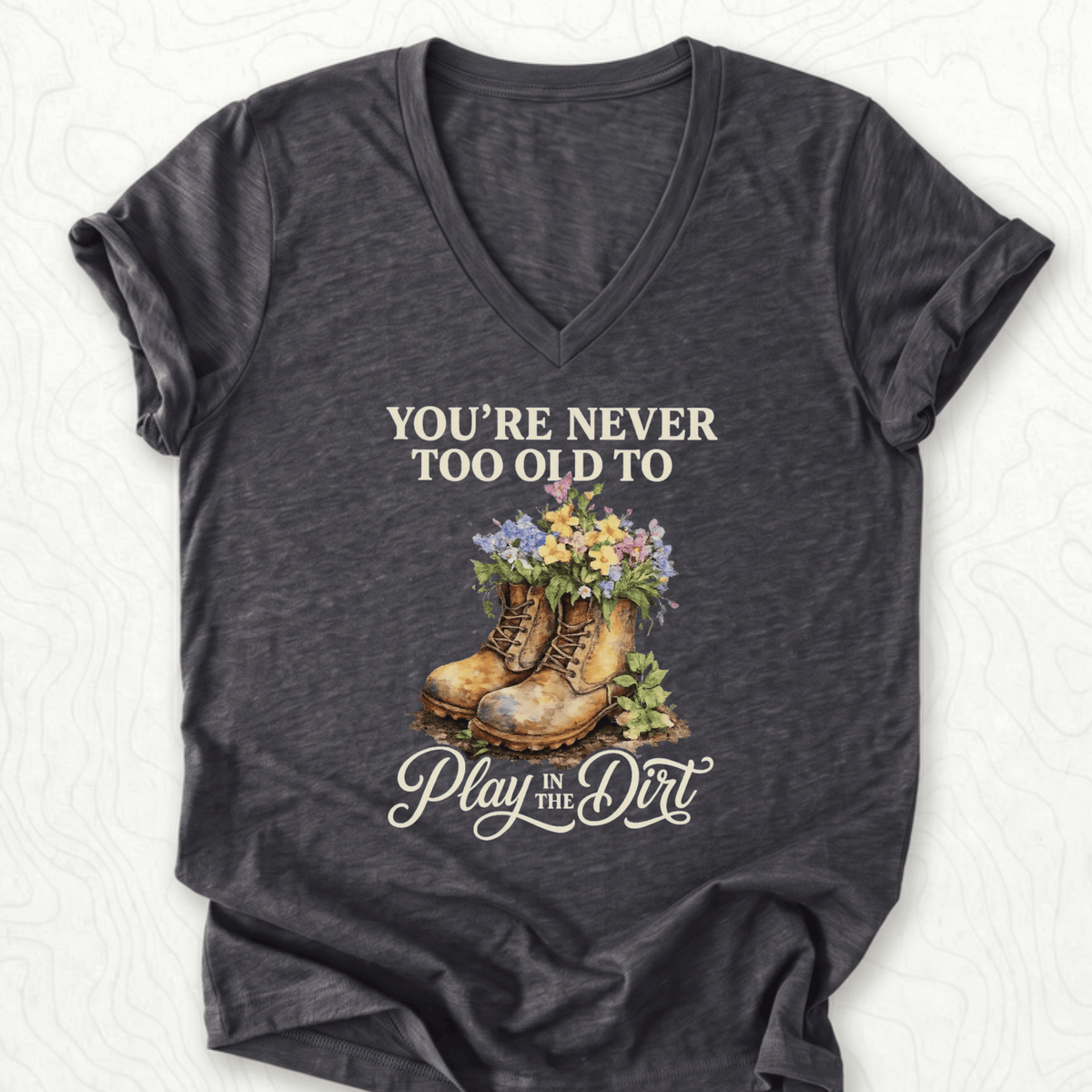 Play In Dirt V-Neck - Dark Grey Heather