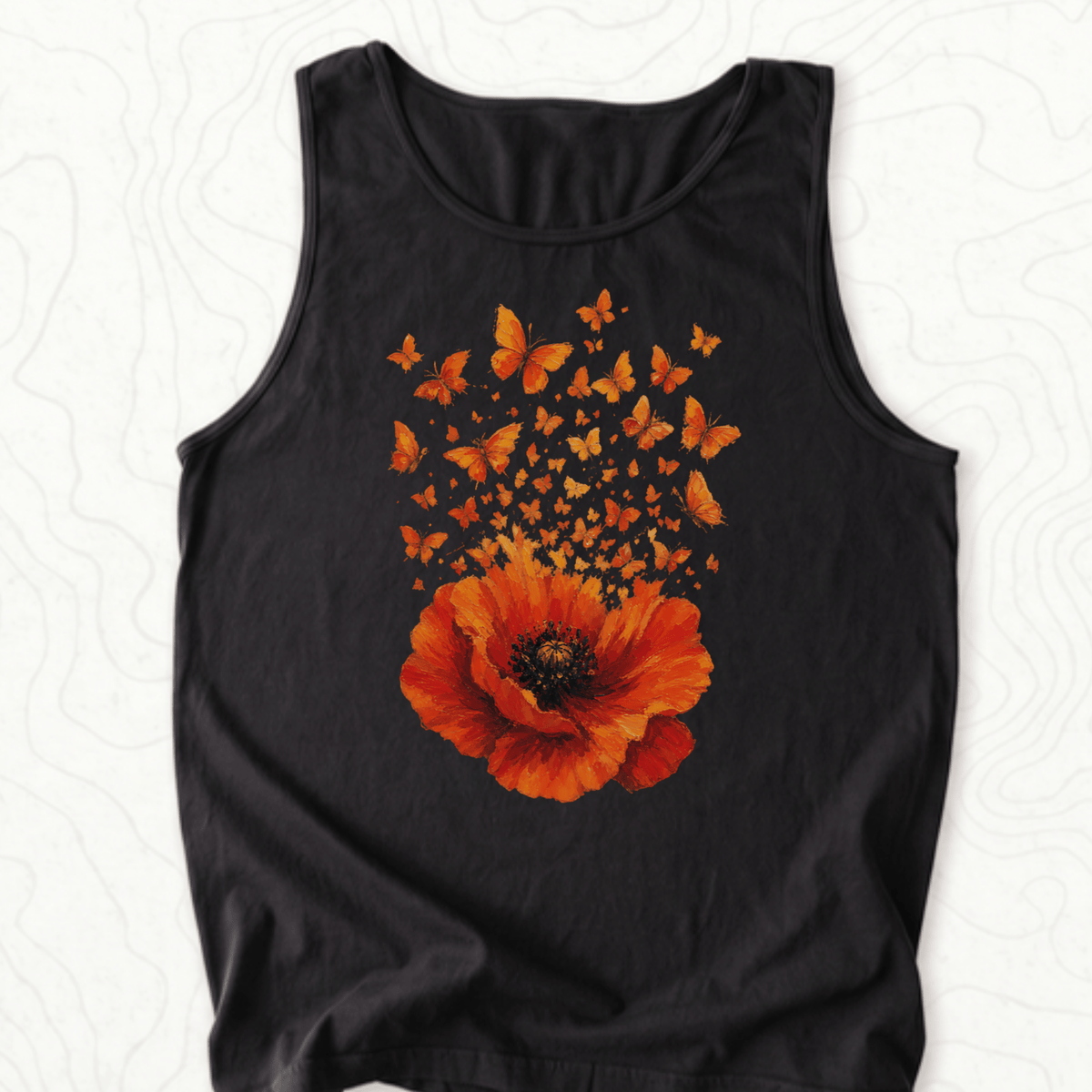 Poppy Butterflies Tank Top - Black