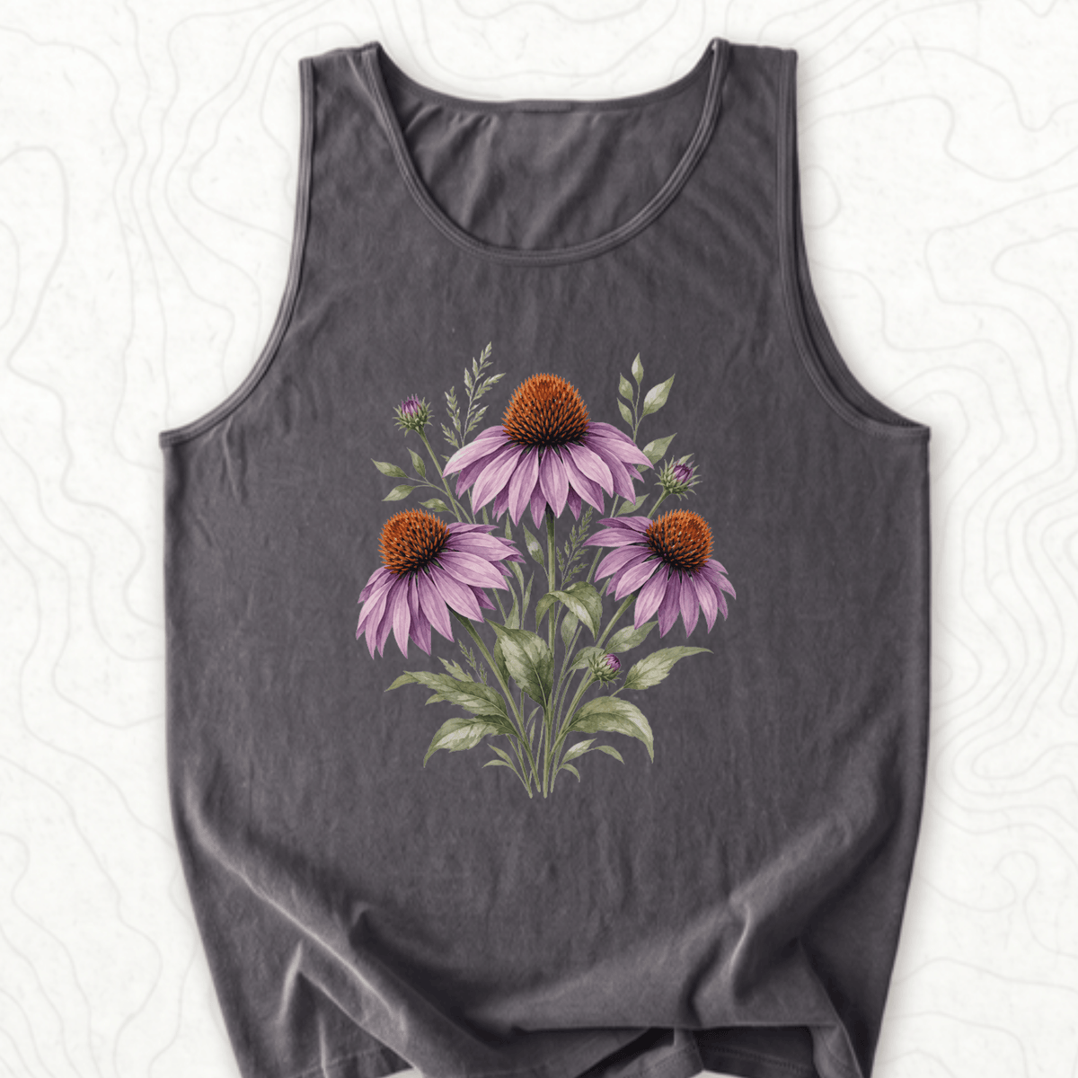 Purple Coneflower Tank Top - Pepper