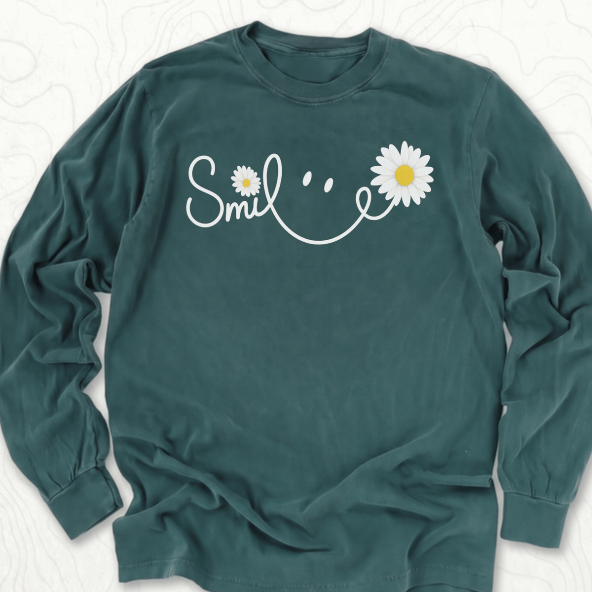 Smile Daisy LS T-shirt - Blue Spruce