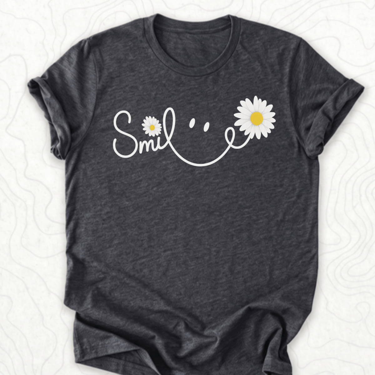 Smile Daisy Tee - Dark Grey Heather