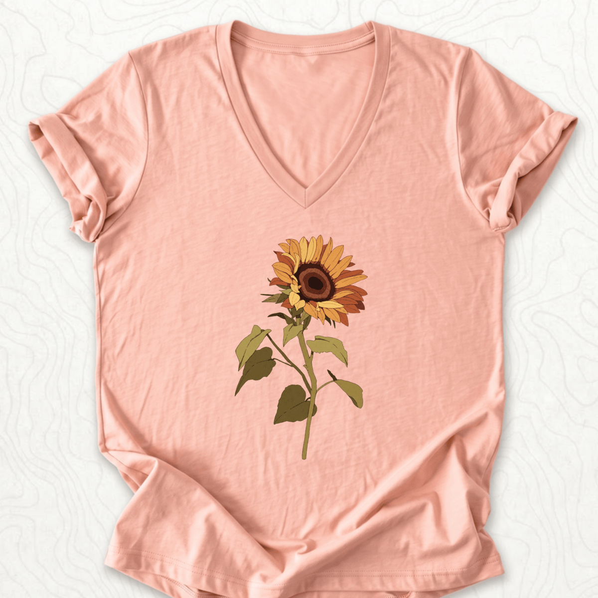 Sunflower Bloom V-Neck - Heather Peach