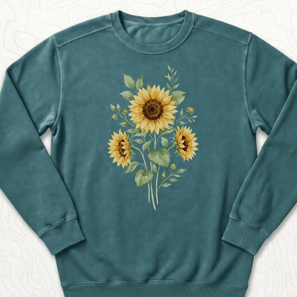 Sunflower Bouquet Sweatshirt - Blue Spruce