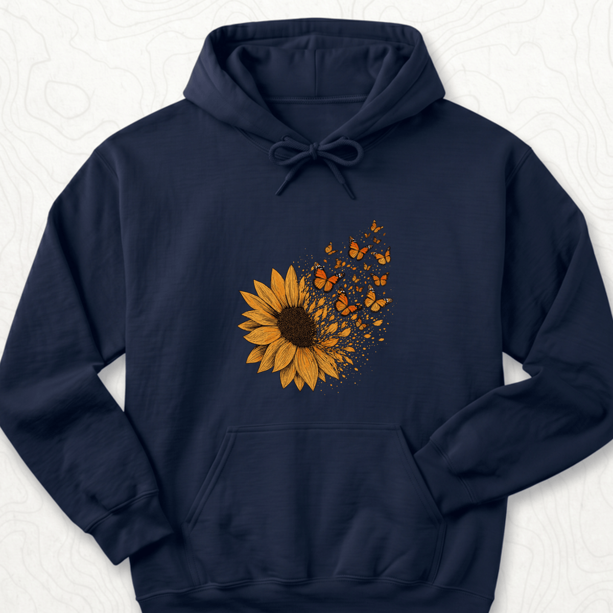 Sunflower Butterflies Hoodie - Navy