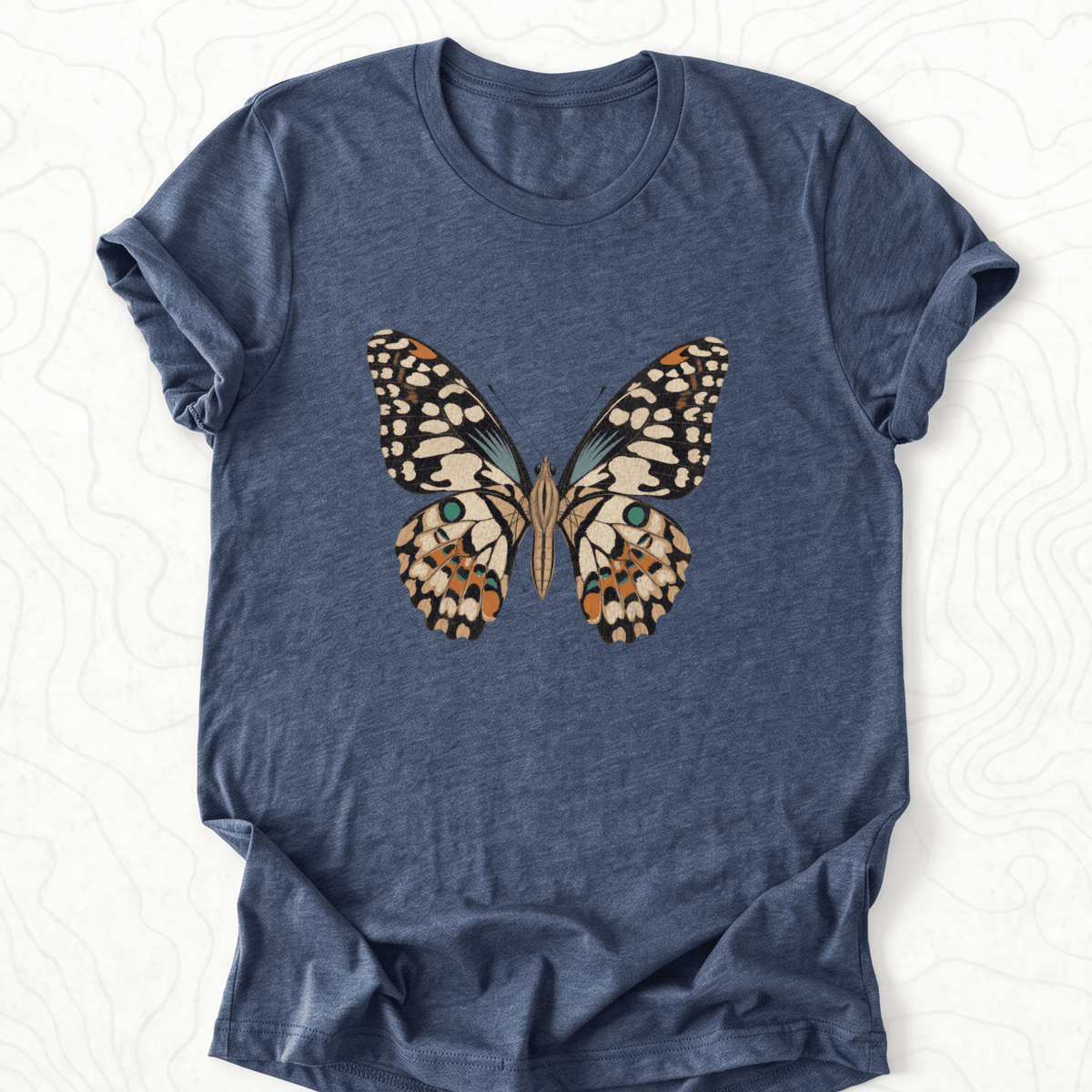 Vintage Butterfly Tee - Heather Navy