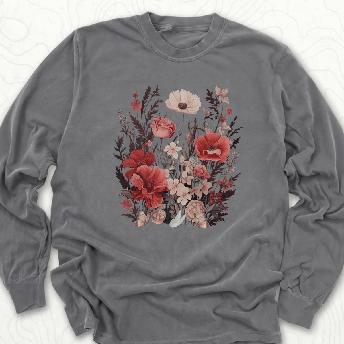 Vintage Wildflowers LS T-shirt - Pepper