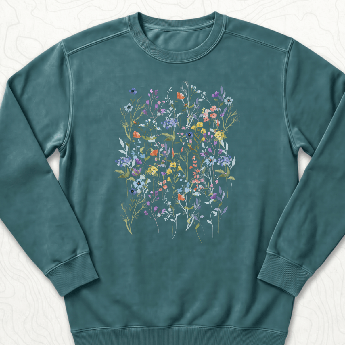 Wildflower Bouquet Sweatshirt - Blue Spruce
