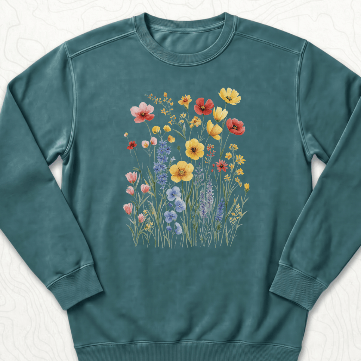 Wildflower Bouquet Sweatshirt - Blue Spruce