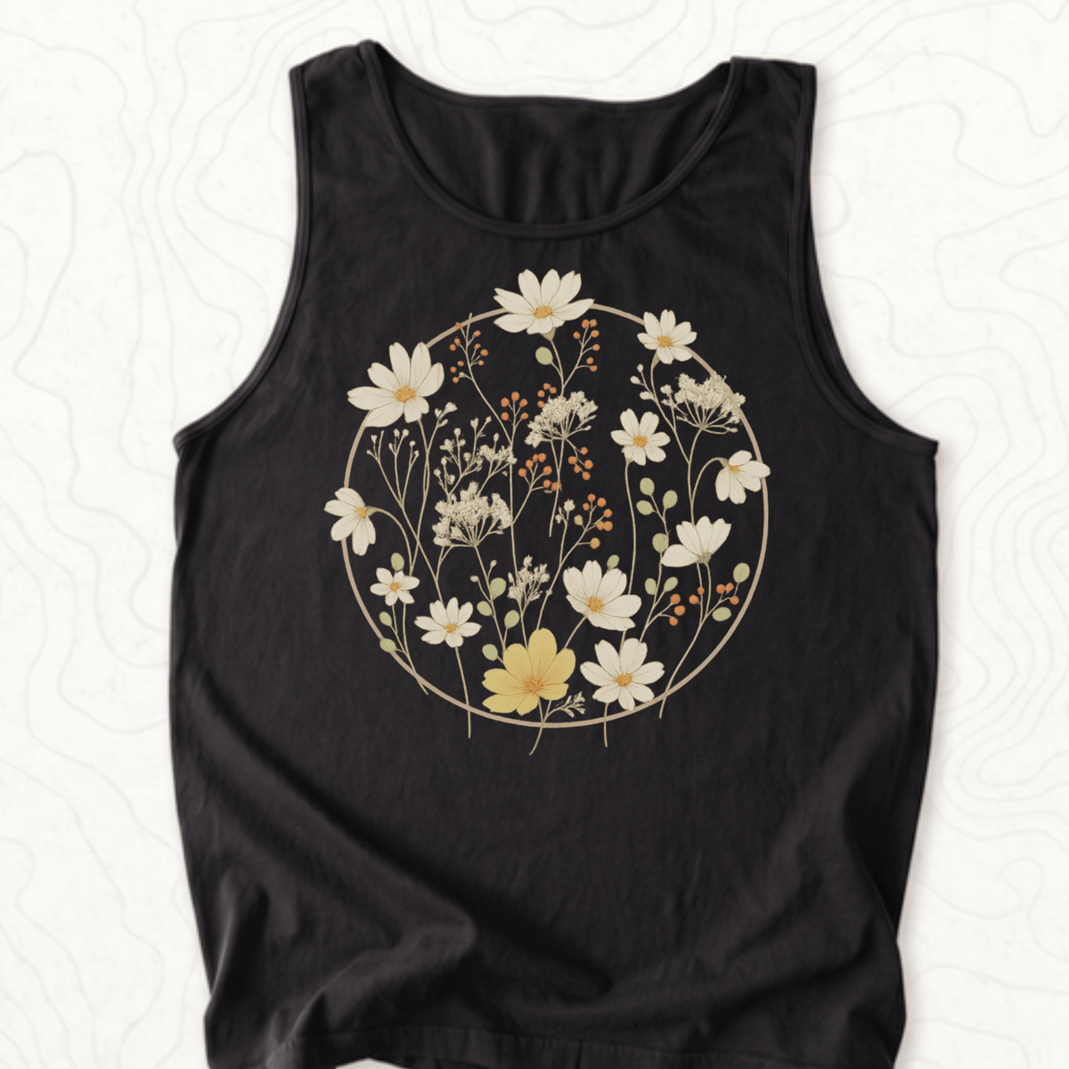 Wildflower Bouquet Tank Top - Black