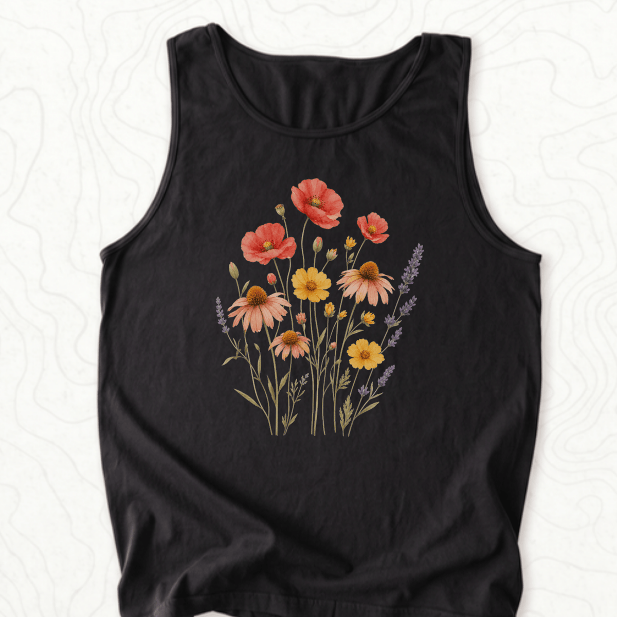 Wildflower Bouquet Tank Top - Black
