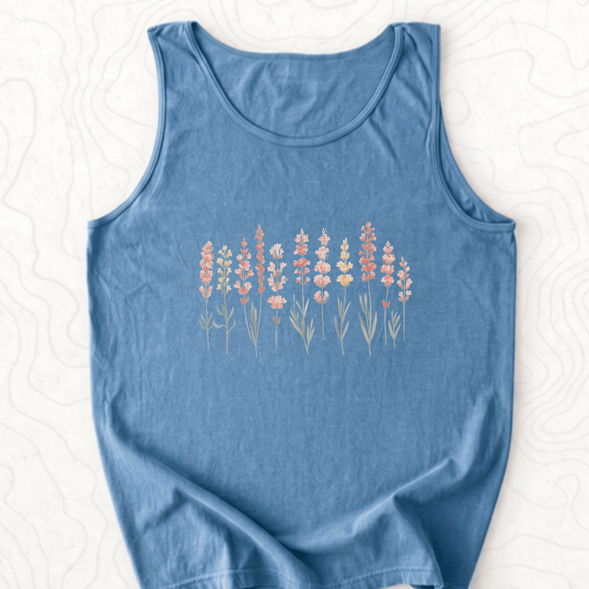 Wildflower Bouquet Tank Top - Blue Jean
