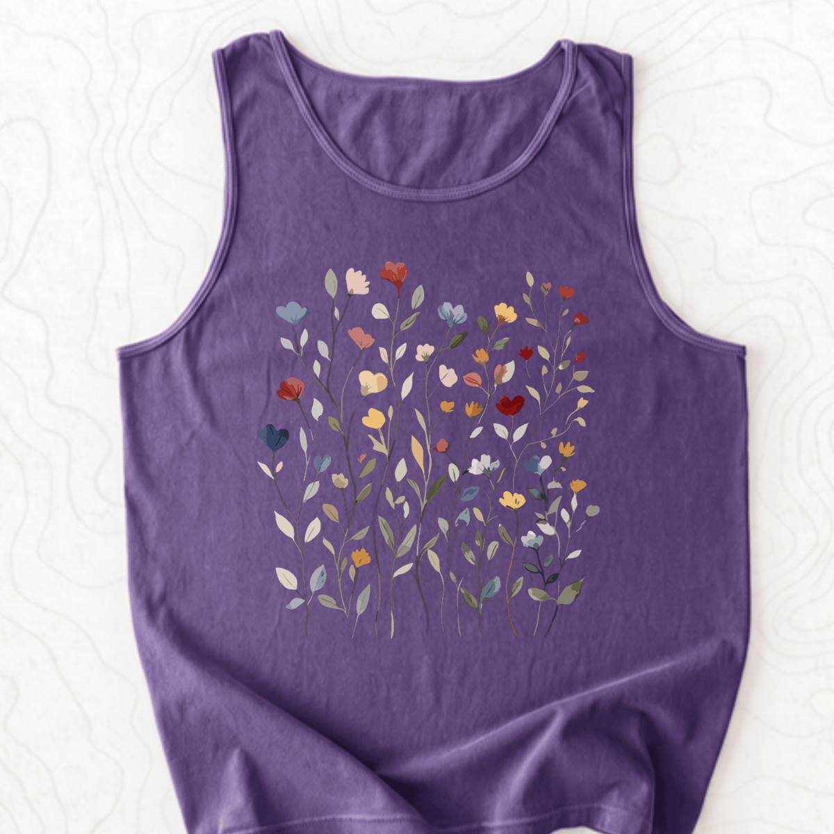 Wildflower Bouquet Tank Top - Grape