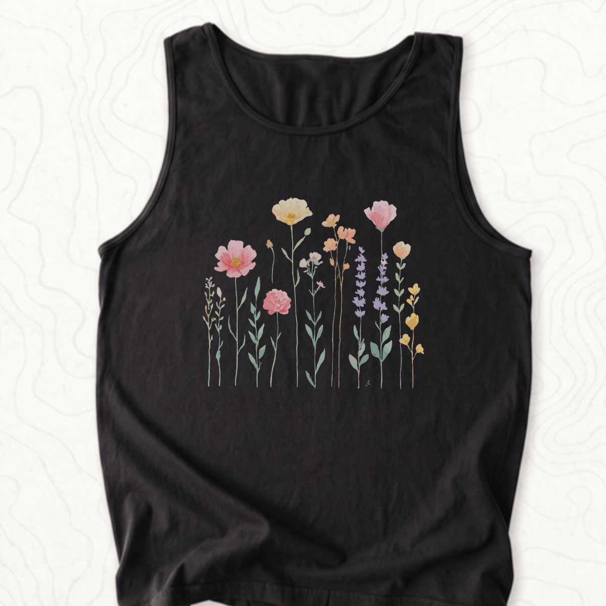 Wildflower Bouquet Tank Top - Black