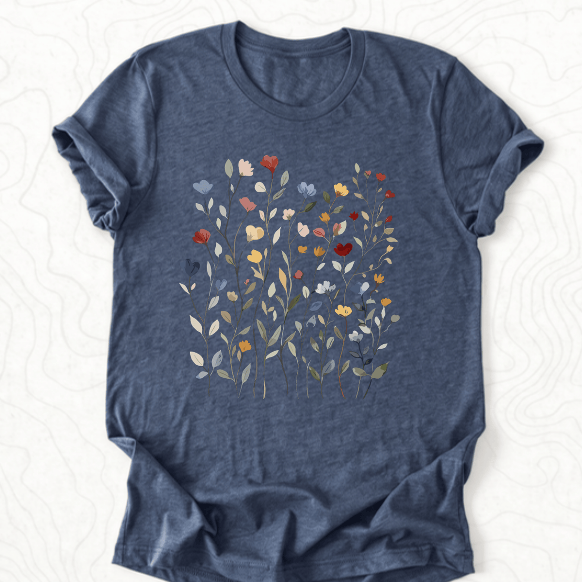 Wildflower Bouquet Tee - Heather Navy