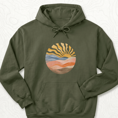 Abstract Sunrise Hoodie - Military Green