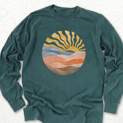 Abstract Sunrise LS T-shirt - Blue Spruce