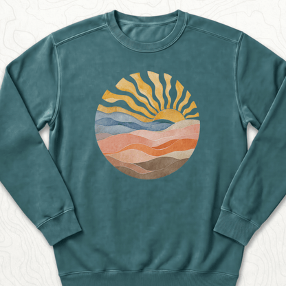 Abstract Sunrise Sweatshirt - Blue Spruce