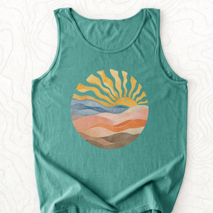 Abstract Sunrise Tank Top - Light Green