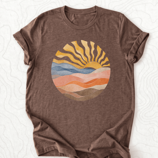 Abstract Sunrise Tee - Heather Brown