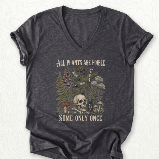 All Plants Edible V-Neck - Dark Grey Heather