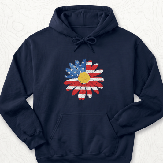 American Flag Daisy Hoodie - Navy