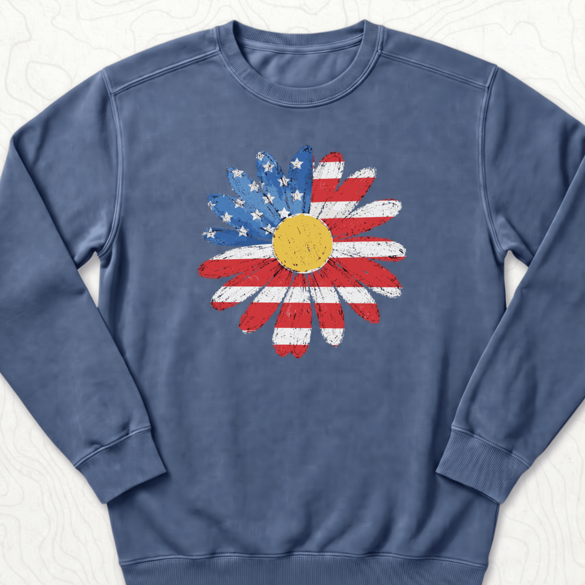 American Flag Daisy Sweatshirt - Denim